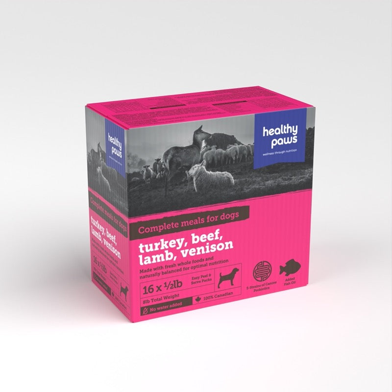 Healthy Paws - Canine Complete Variety Box: Turkey, Beef, Lamb & Venison