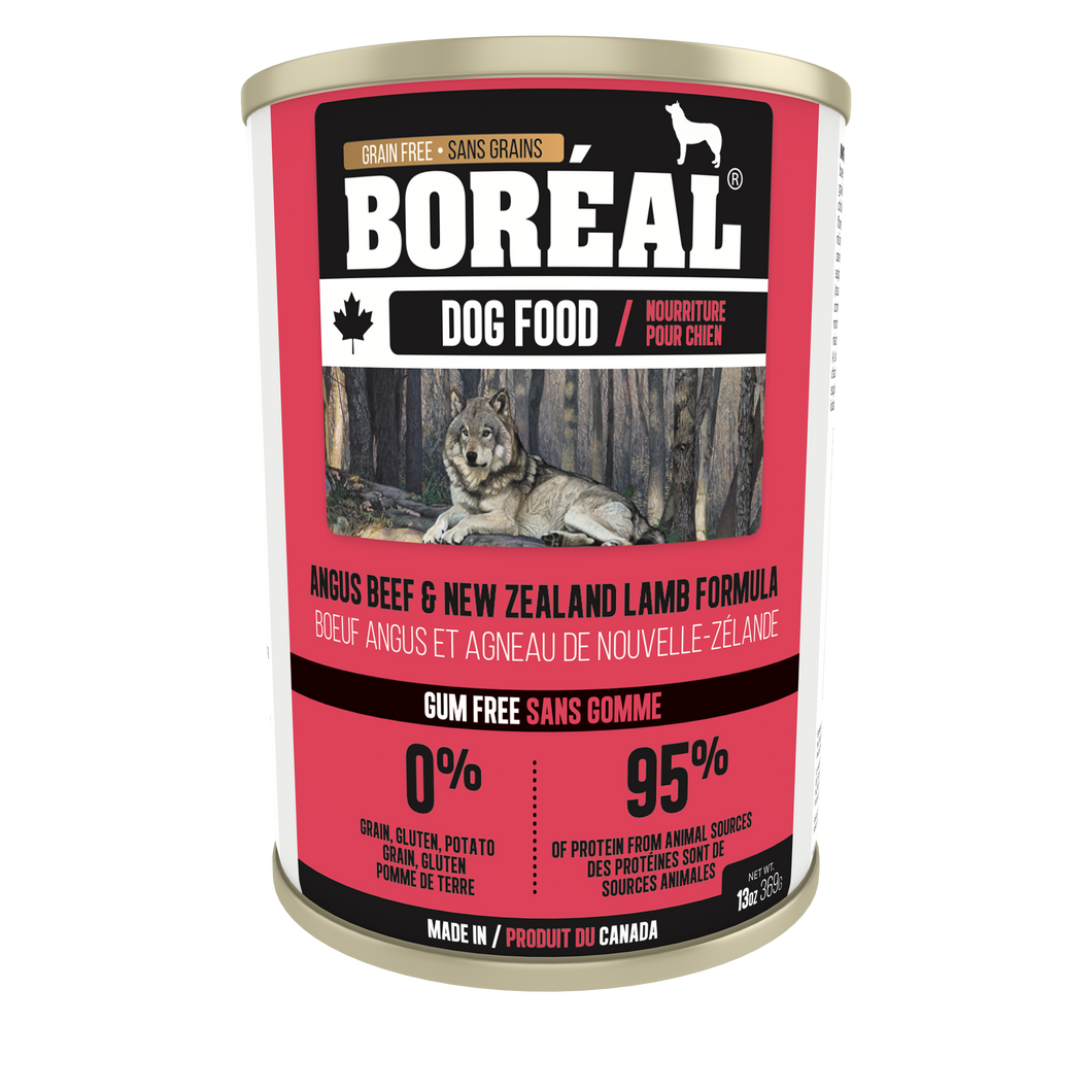 Boréal - Canadian Angus Beef & New Zealand Lamb - Canned Dog Food - Gum Free - All Breed All Life Stages - Joint Support - Canadian - Made in Canada - 