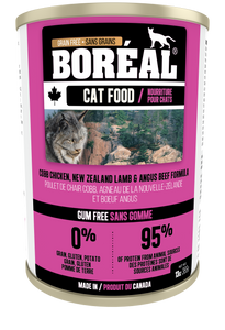 Boréal - Cobb Chicken, New Zealand Lamb & Angus Beef Cat Food - Grain Free - Canadian Chicken - Ontario & Quebec Free Run Chicken - Low Glycemic - Limited Carbs - Potato Free - Made in Canada