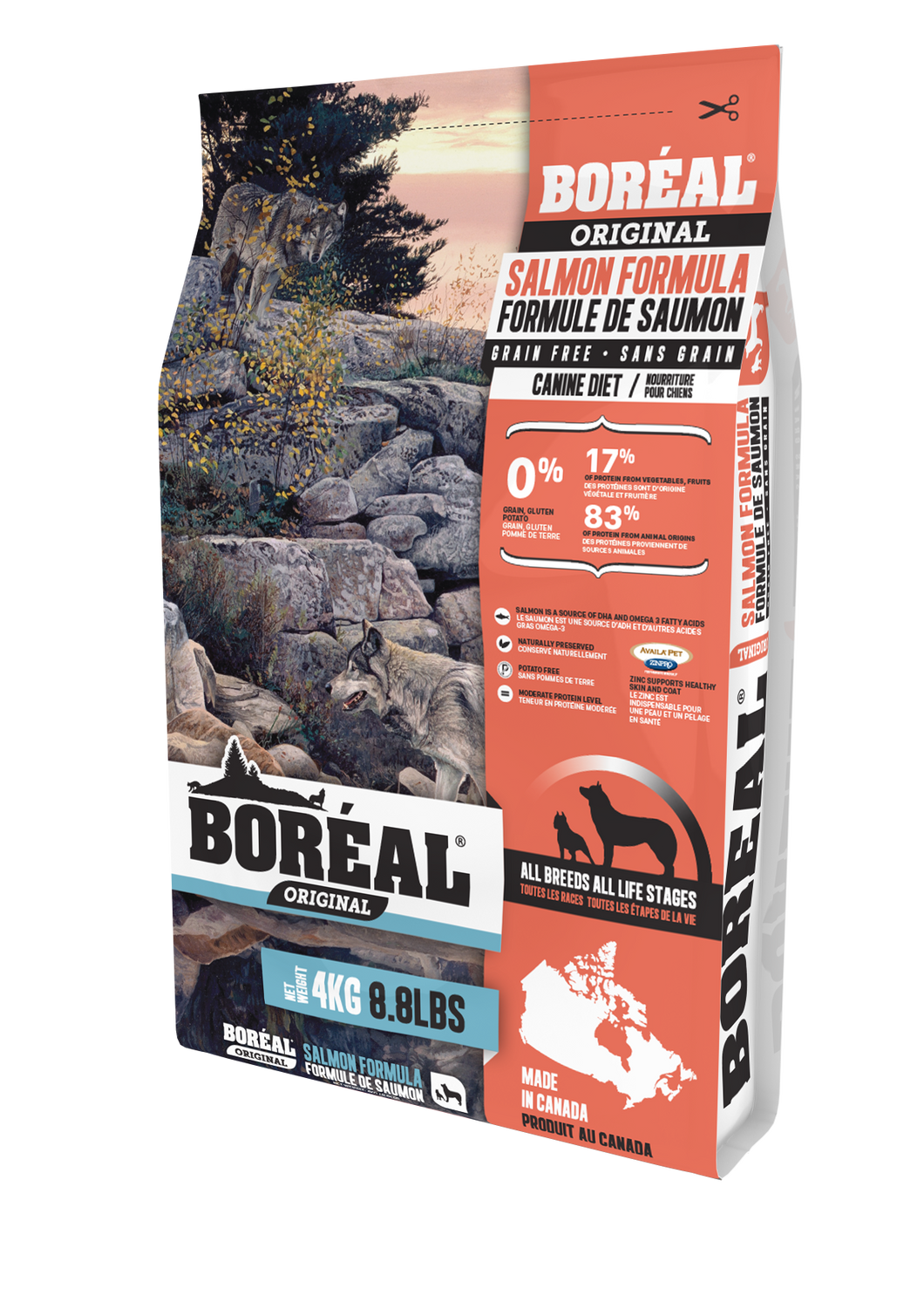 Boréal - Original Salmon Grain Free Dog Food - All Breed - North American Minerals - Naturally Preserved - Atlantic Salmon - Made in Canada