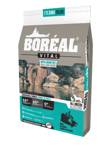 Boréal - Vital All Breeds Chicken Meal Grain Free Dog Food - Limited Ingredient Diet - Canadian Chicken - Quebec & Ontario Free Run Chicken - Low Glycemic - Limited Carbs - North American Minerals - Naturally Preserved - Potato Free - Made in Canada