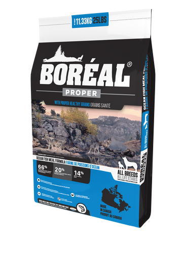 Boréal - Proper Ocean Fish Meal Low Carb Grain Inclusive Dog Food - Low Glycemic - All Breed - North American Minerals - Potato Free - Moderate Protein - Made in Canada 