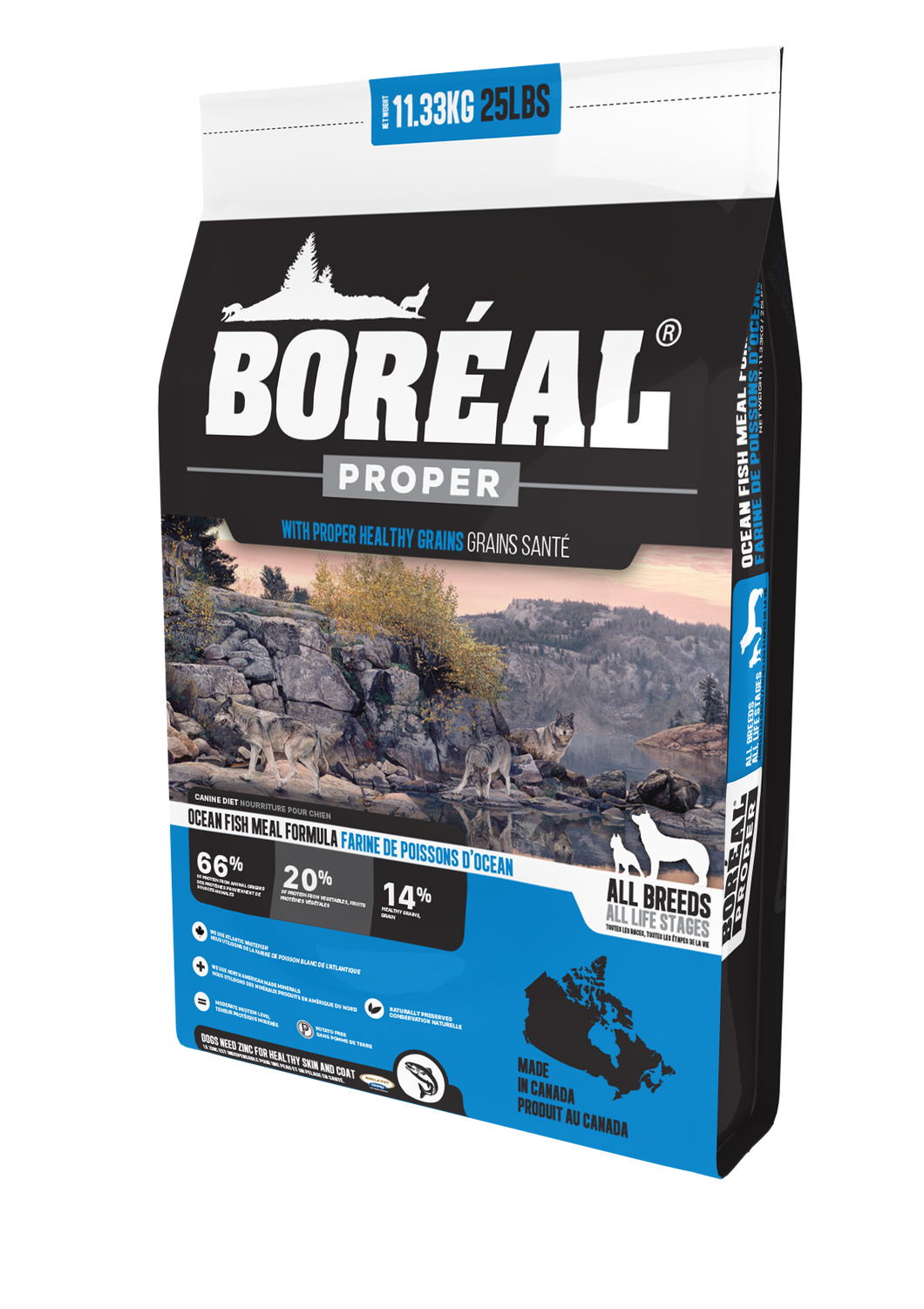 Bor al Proper Ocean Fish Meal Low Carb Grain Inclusive Dog Food