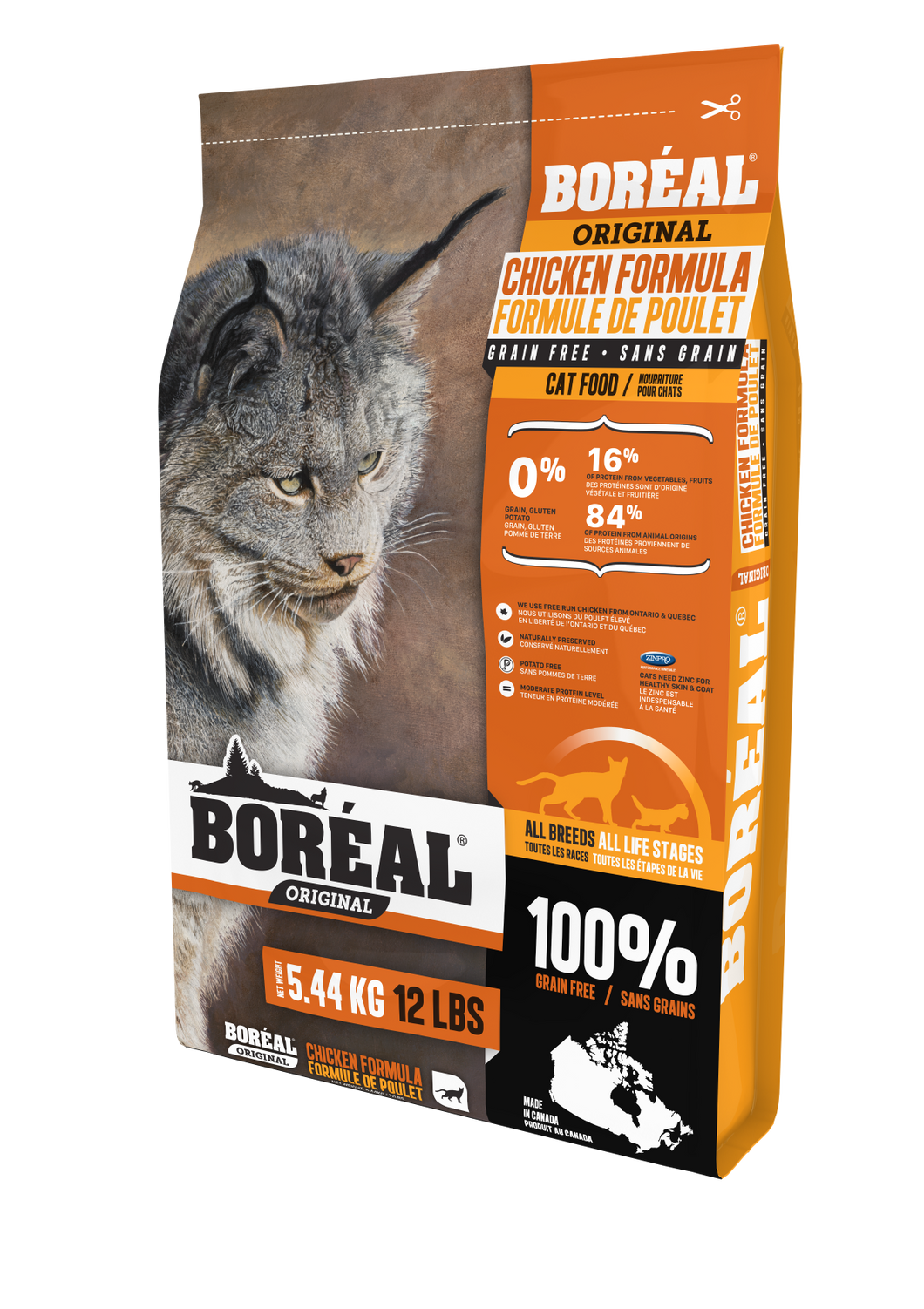 Boréal - Original Chicken Grain Free Cat Food - Made with Fresh Meat - Low Glycemic Index - All Breeds All Lifestages - Canadian Chicken - Free Run Chicken from Ontario & Quebec - Limited Carbohydrate - North American Minerals - Natual Preservatives - Made in Canada