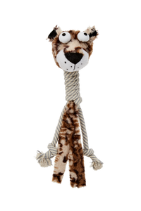 Bud'z - Plush with Cottone Rope Long Neck Dog Toy - Jaguar