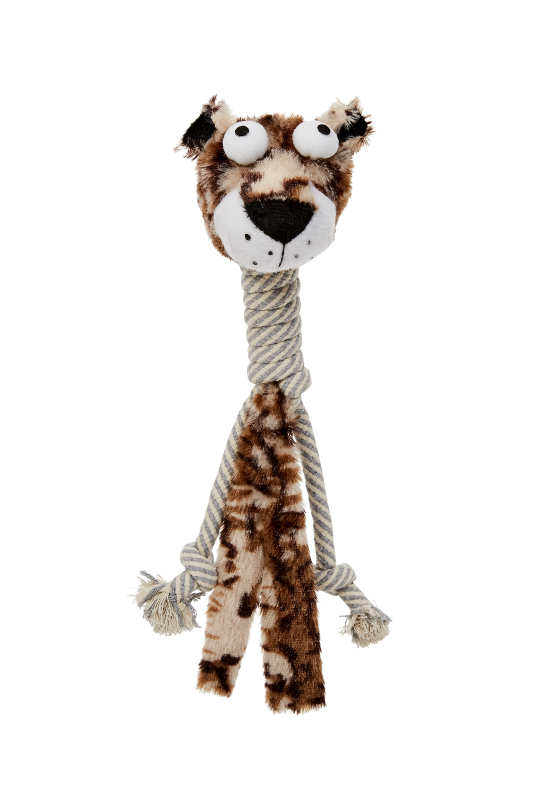Bud'z - Plush with Cottone Rope Long Neck Dog Toy - Jaguar
