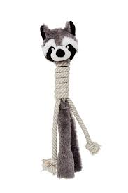 Bud'z - Plush with Cottone Rope Long Neck Dog Toy - Raccoon